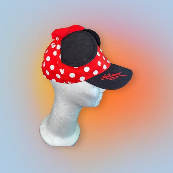 Disney Minnie Mouse Ears Red & White Polka Dot Cap/Baseball Cap Youth EUC - Picture 3 of 6